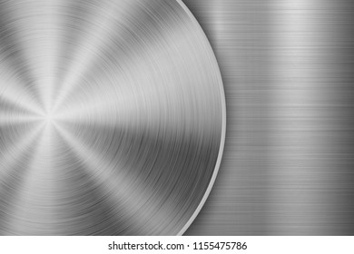 Metal technology background with circular and straight polished, brushed texture, chrome, silver, steel, aluminum for design concepts, wallpapers, web and prints . Vector illustration
