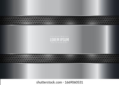 Fondo de tecnología metálica.Gris y plata con espacio oscuro.Ilustración vectorial.Eps10 