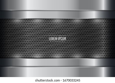 Fondo de tecnología metálica.Gris y plata con espacio oscuro.Ilustración vectorial.Eps10 