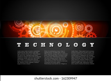 Metal Technology Panel With Glowing Gears vector