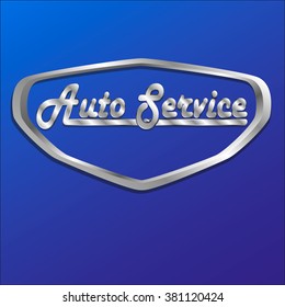 Metal  text Auto Service on a blue background.