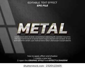 metal text effect, font editable, typography, 3d text. vector template