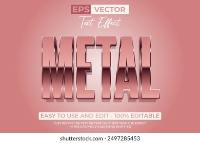 Metal Text Effect Rose Gold Style. Editable Text Effect.