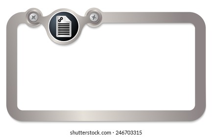 metal text frame for text and document icon and cogwheels