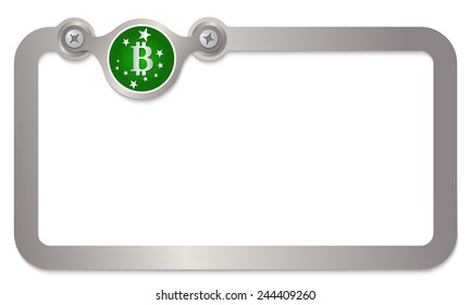 metal text frame with stars and bit coin symbol