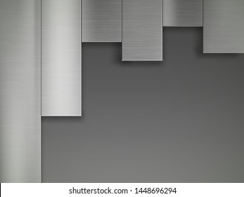 Metal texture background. Iron geometric pattern. Plates made of steel. Vector illustration.