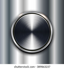 Metal texture background with metallic circular button.