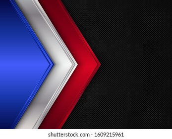 Metal texture background. Vector metallic banner. Abstract France flag
