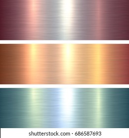 Metal  texture backgrounds, blue and gold brushed metallic texture plate.