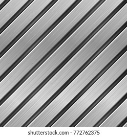 Metal texture with diagonal brushed planks. Vector 3d illustration