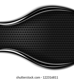 Metal texture dotted perforated surface. Black and white background with dark chrome metal strip. Contemporary wallpaper in industrial style. Vector illustration clip-art design element saved 10 eps