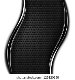 Metal texture perforated. Variant 02 - symmetry. Black, white background with chrome wave strip in modern industrial style. Blank space for text or sign. Vector illustration design element 10 eps