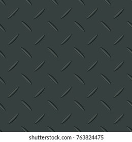 Metal texture seamless pattern with sample in swatches panel. Steel surface background. Vector illustration.