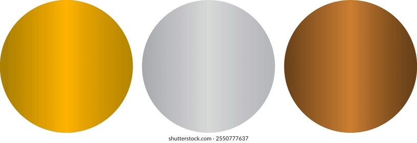 Conjunto de textura de metal - oro, plata y bronce. Vector brillante y color metálico degradado