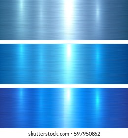 Metal Textures Blue Brushed Metallic Background, Vector Illustration.