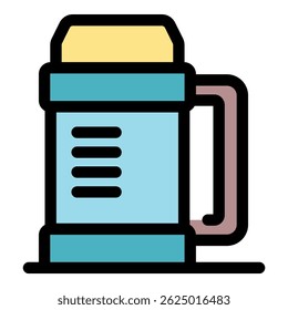 Metal thermos keeping drinks warm or cool, perfect for hiking and camping trips