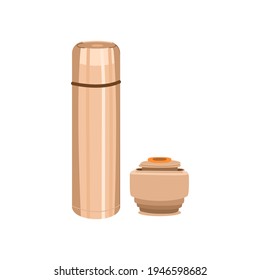 Metal thermos on a white background. Vector illustration in flat style