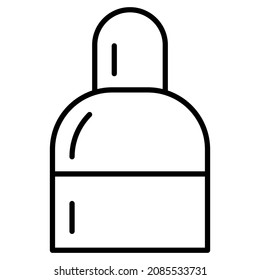 Metal thermos, temperature storage, camping utensils, hiking. traveler, food outside, minimalistic design. Vector icon, outline, isolated. Editable stroke
