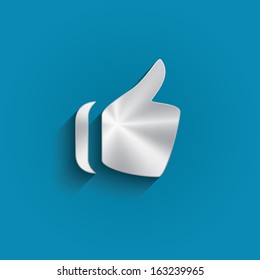 Metal thumb up icon. Vector design