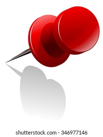 Metal Thumb Tack In Red Color Illustration