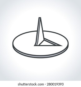 Metal thumbtack lying tip up icon