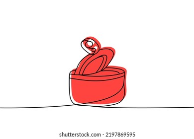 Metal tin can one line colored continuous drawing. Tin can continuous one line colorful illustration. Vector minimalist linear illustration.