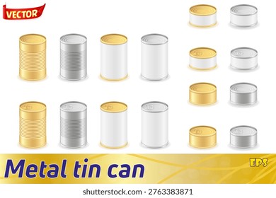 metal tin can set icons vector illustration isolated on white background