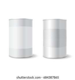 Metal tin can, Tincan Ribbed Canned food. Mock up. Product Packing
