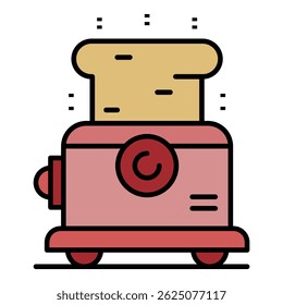 Metal-Toaster-Symbol. Umriss Metall Toaster, Vektorsymbol, Farbe, flach, einzeln