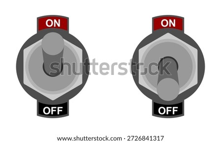 metal toggle with on and off label, vector illustration isolated on white background