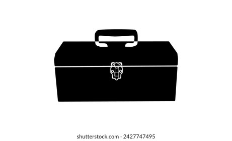 Metal Tool Box , black isolated silhouette