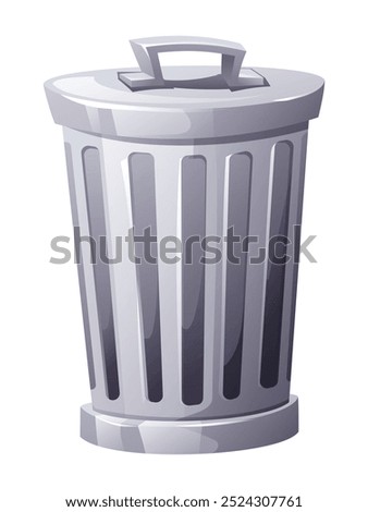 Metal trash bin vector cartoon illustration isolated on white background