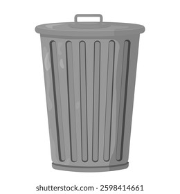 metal trash can in cartoon style on a white background