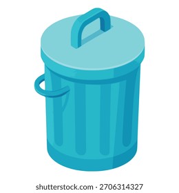 Metal trash can garbage icon flat color vector illustration template design