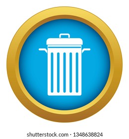 Metal trash can icon blue vector isolated on white background for any design