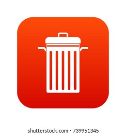 Metal trash can icon digital red for any design isolated on white vector illustration