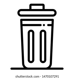 Metal trash can icon. Outline metal trash can vector icon for web design isolated on white background