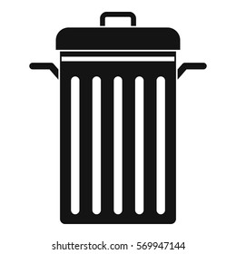 Metal trash can icon. Simple illustration of metal trash can vector icon for web