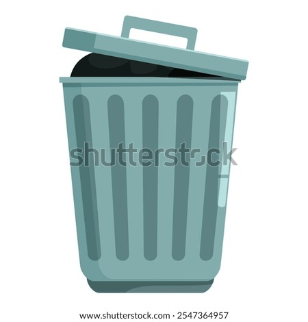 Metal trash can overflowing with garbage, promoting waste management and environmental responsibility