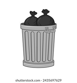 Diseño vectorial de lata de basura de metal
