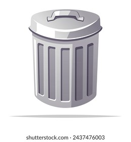 Metal trash can vector isolated illustration