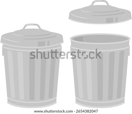 Metal trash cans with lids and buckets