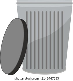 Metal trashbin, illustration, vector on a white background.