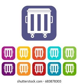 Metal trashcan icons set