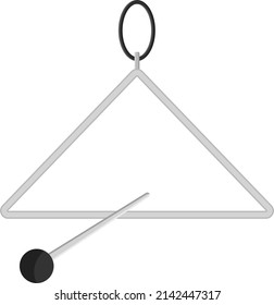 Metal Triangle Instrument, Illustration, Vector On A White Background.