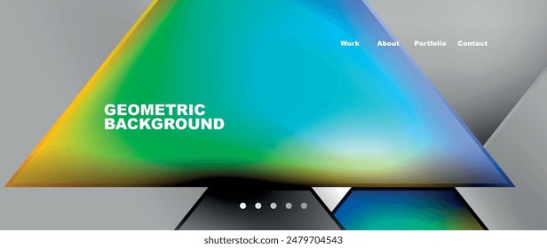 Metal triangles with colorful bright triangles. Geometric modern minimalist design template