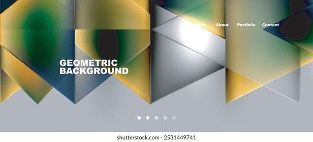 Metal triangles with colorful bright triangles. Geometric modern minimalist design template