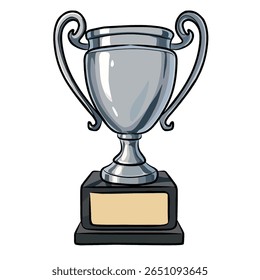 metal trophy on a white background	
