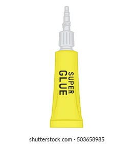 metal tube of super glue , Vector illustration of yellow tube with super glue.