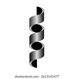 Metal twist 3d, abstract metallic spiral ribbon, dril bit illustration